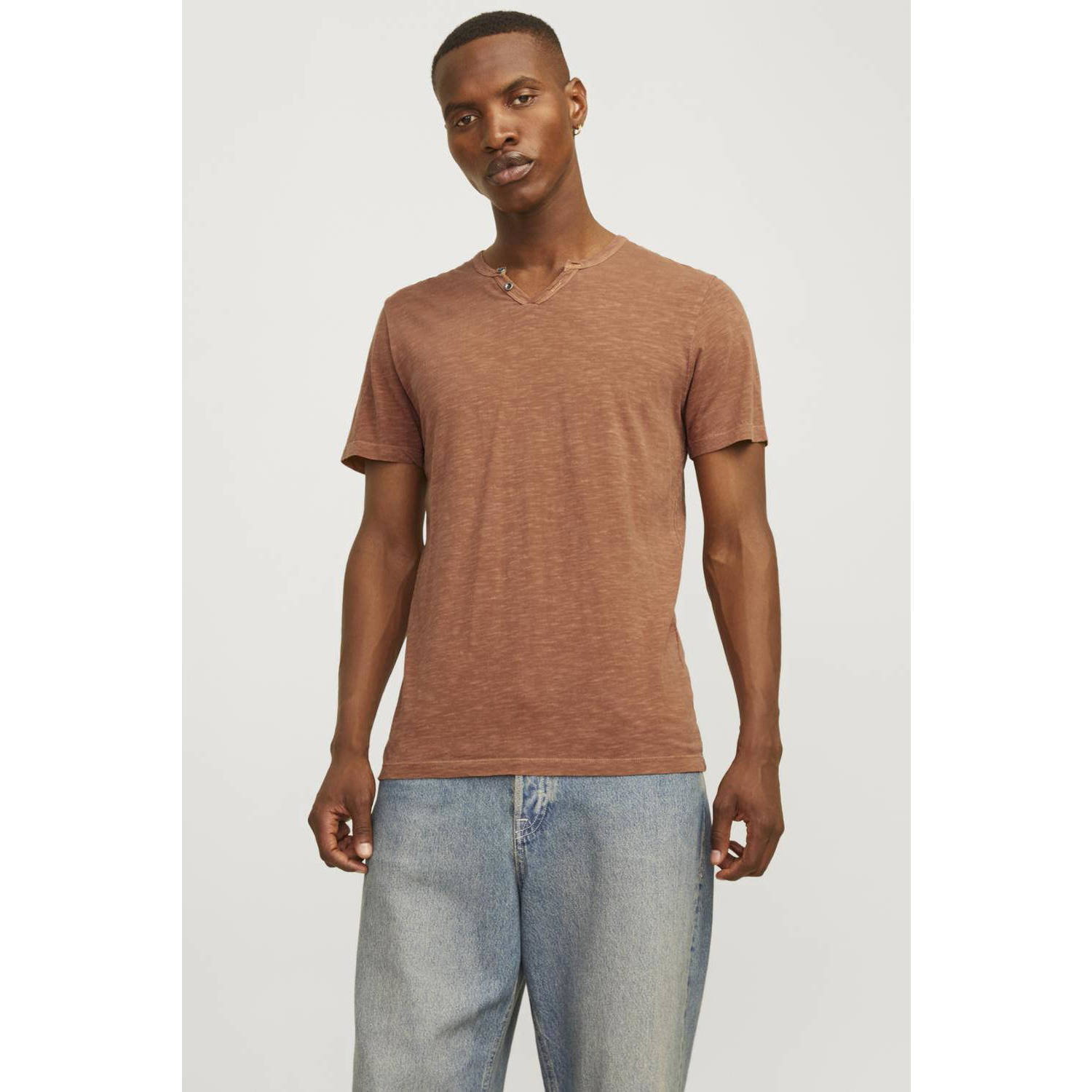 JACK & JONES ESSENTIALS gemêleerd regular fit T-shirt JJESPLIT