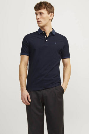 slim fit polo JJEPAULOS donkerblauw