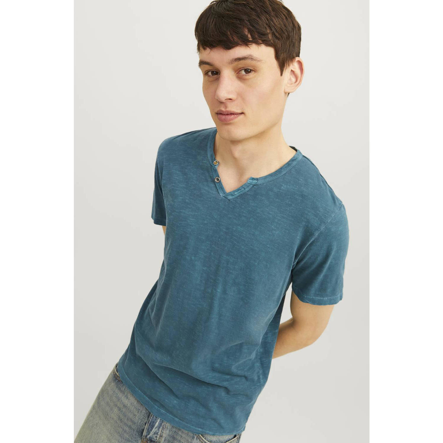 JACK & JONES ESSENTIALS gemêleerd regular fit T-shirt JJESPLIT