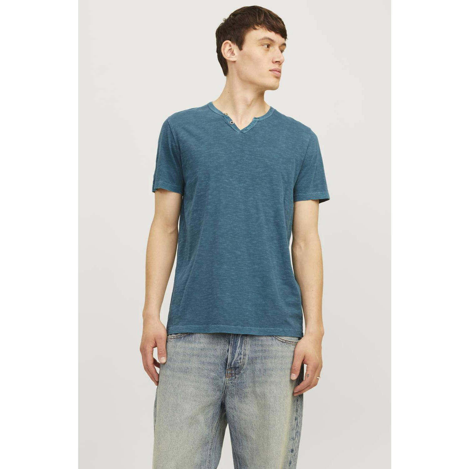 JACK & JONES ESSENTIALS gemêleerd regular fit T-shirt JJESPLIT