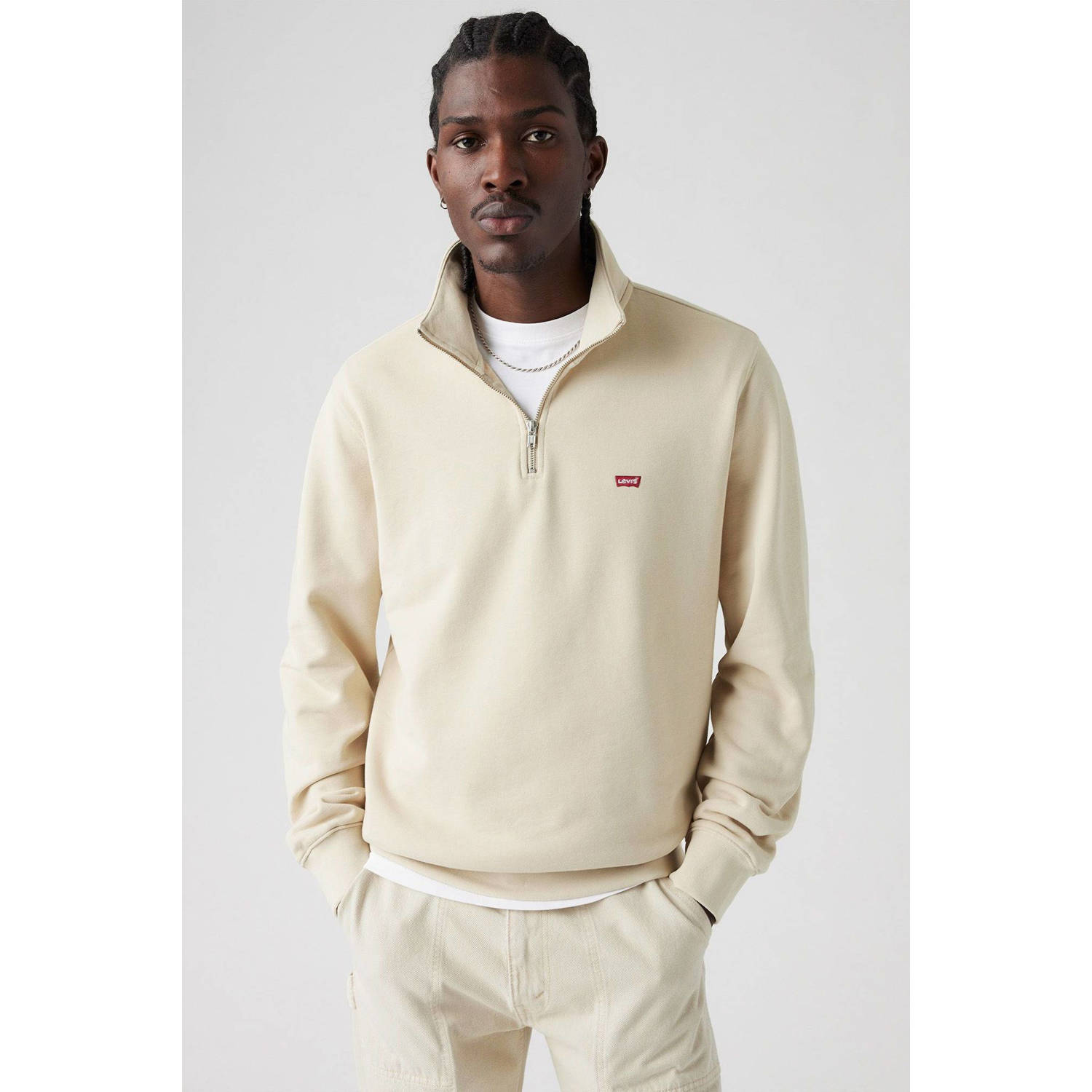 Levis LEVI'S Fleece 1 2 Zip Sweatshirt Beige- Heren Beige