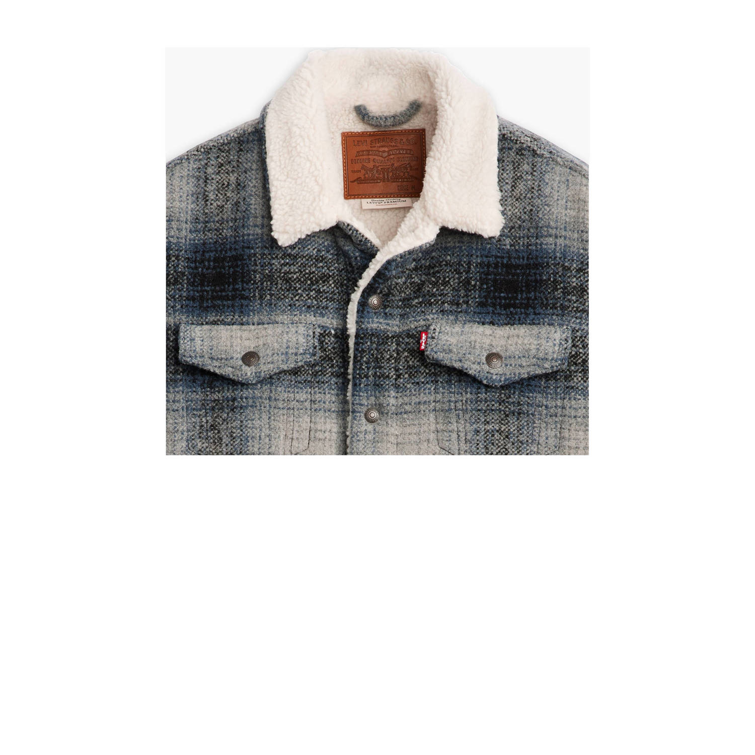 Levi's geruite jas PLAID TYPE3 SHERPA TRUCK grijs