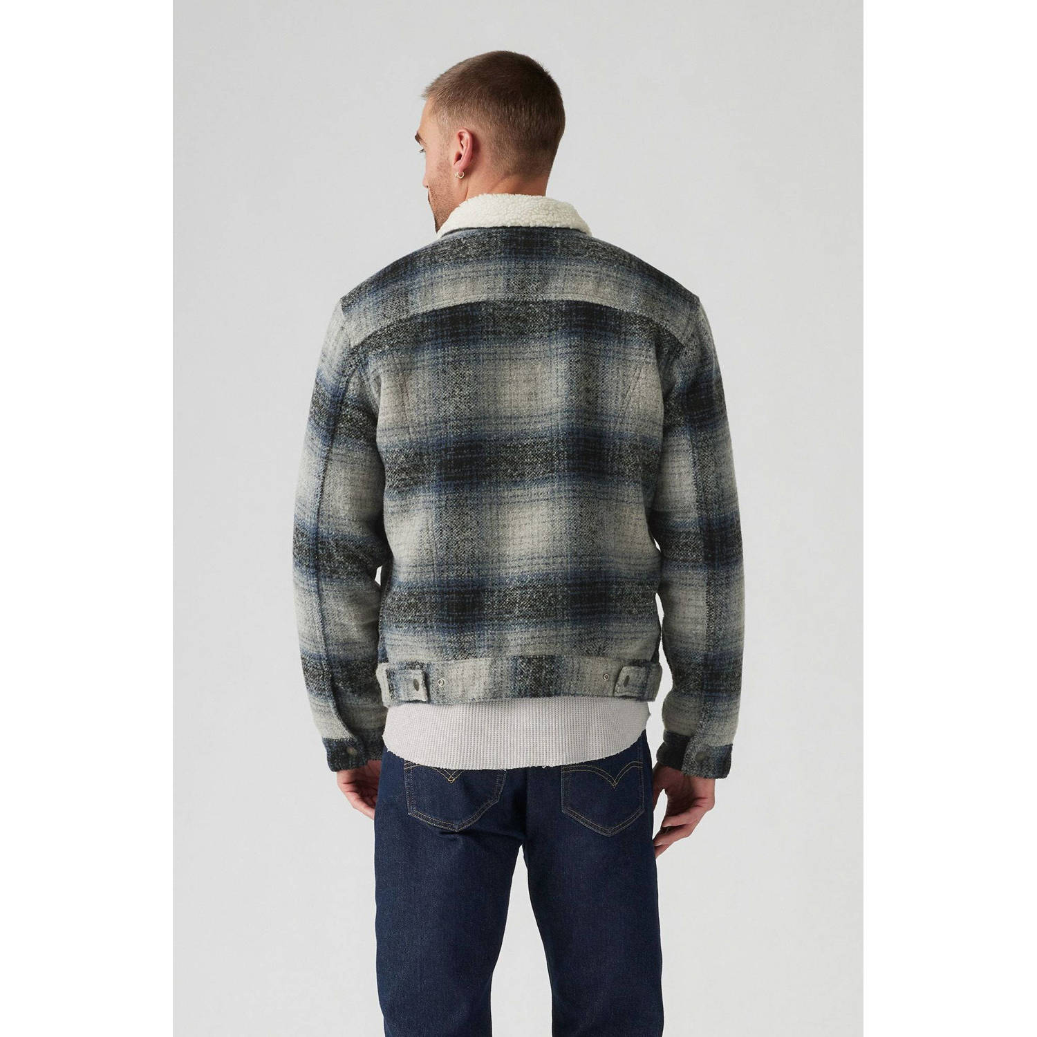 Levi's geruite jas PLAID TYPE3 SHERPA TRUCK grijs
