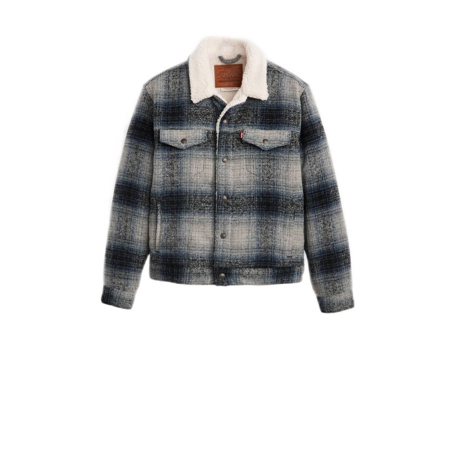 Levi's geruite jas PLAID TYPE3 SHERPA TRUCK grijs