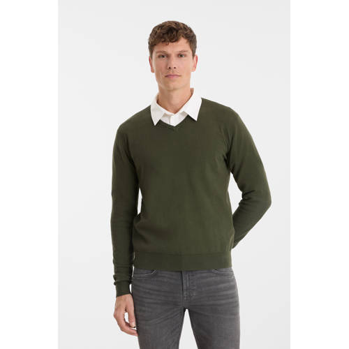 anytime trui met V-hals khaki afbeelding