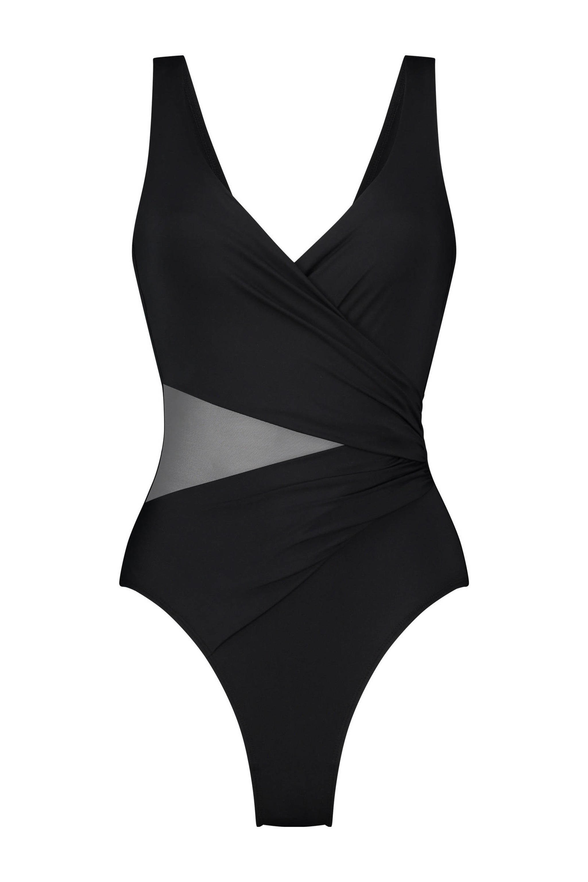 Hunkemöller corrigerend badpak Shell Mesh zwart | wehkamp