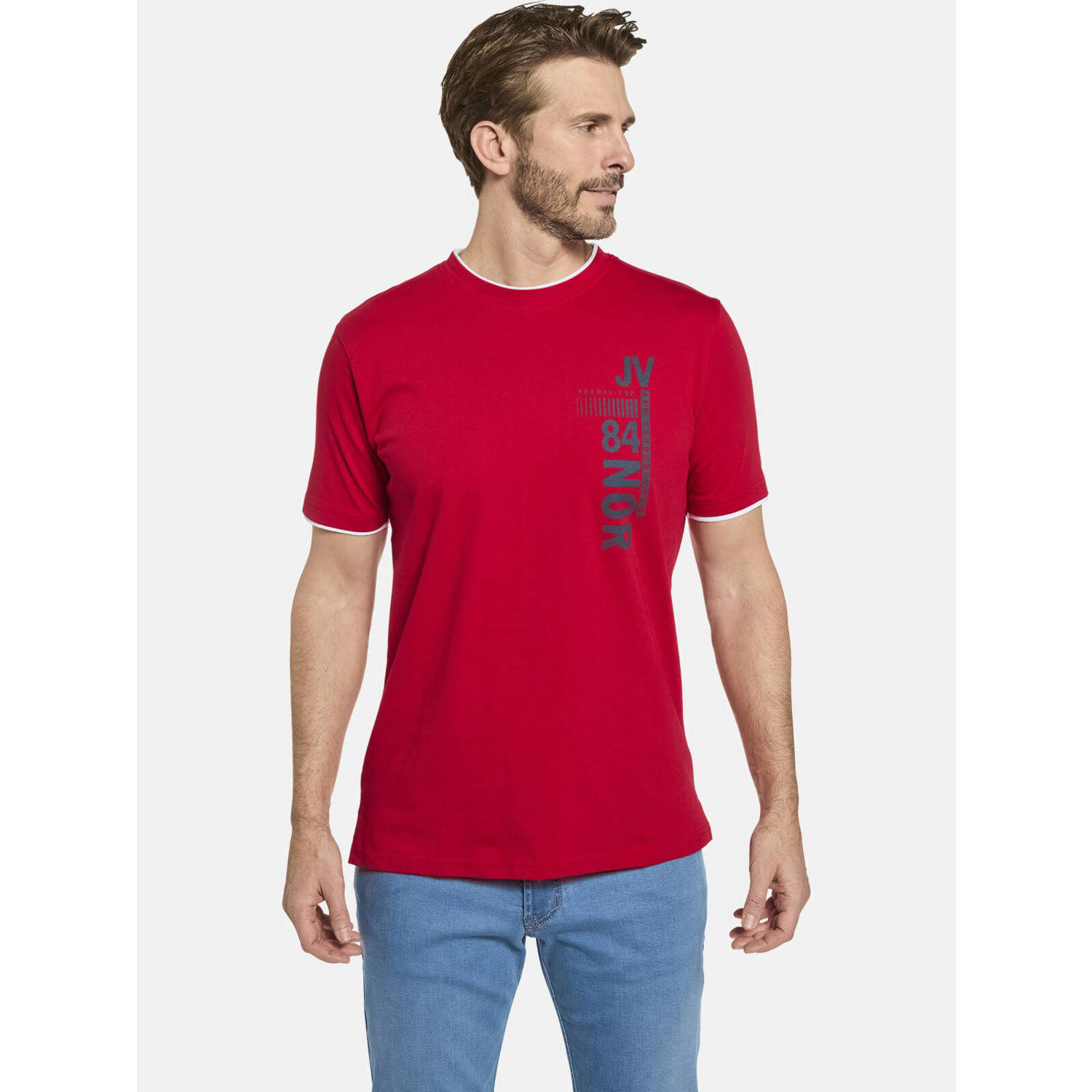 Jan Vanderstorm T-shirt FLEMMING Plus Size met printopdruk rood