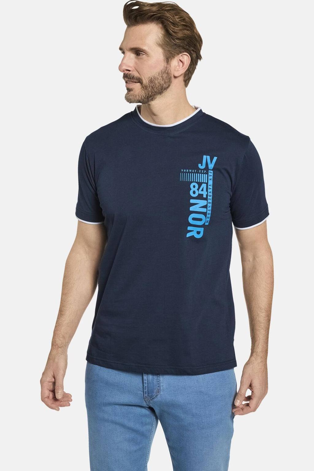 Jan Vanderstorm T-shirt FLEMMING Plus Size donkerblauw