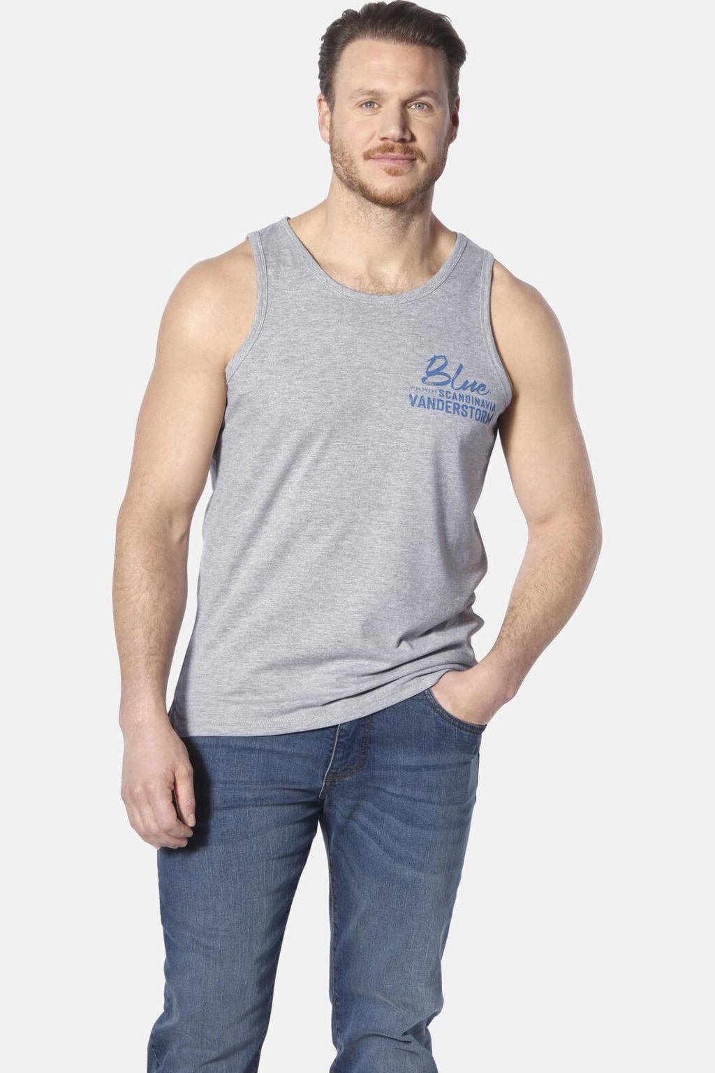 Jan Vanderstorm T-shirt FELTON Plus Size met printopdruk grijs