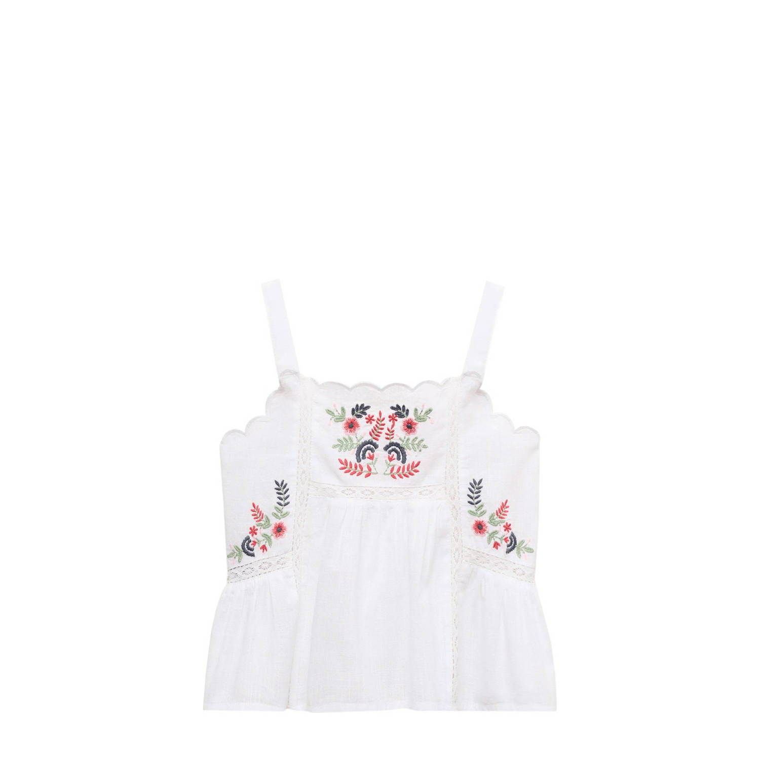 Mango Kids top wit Meisjes Katoen Vierkante hals Effen 116