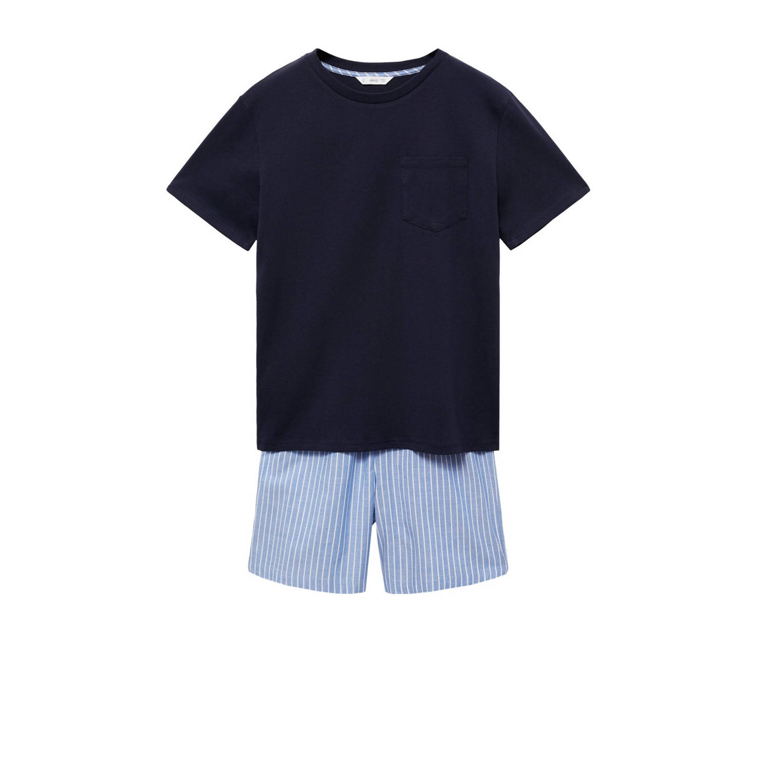 Mango Kids pyjama donkerblauw Jongens Katoen Ronde hals Effen 164(XS)