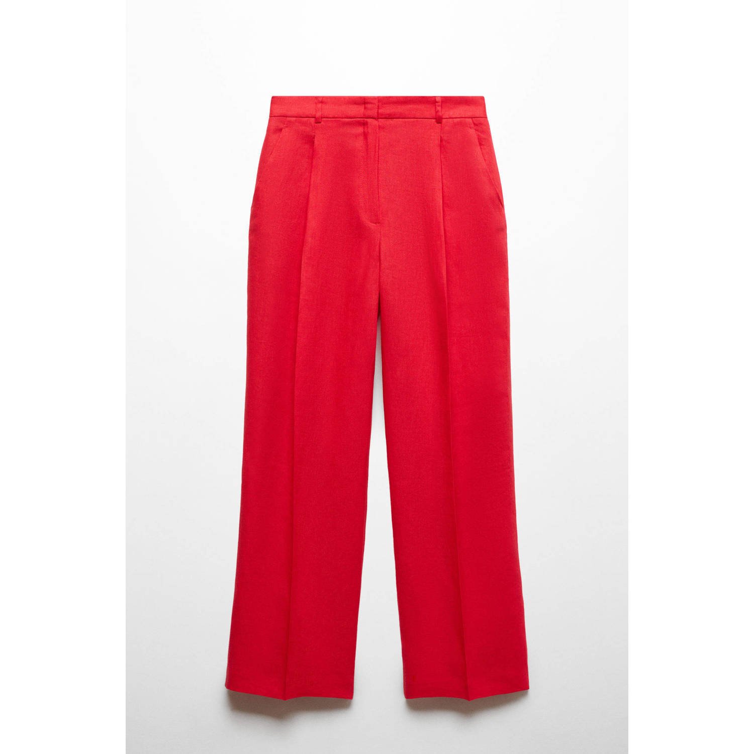 Mango high waist wide leg pantalon rood