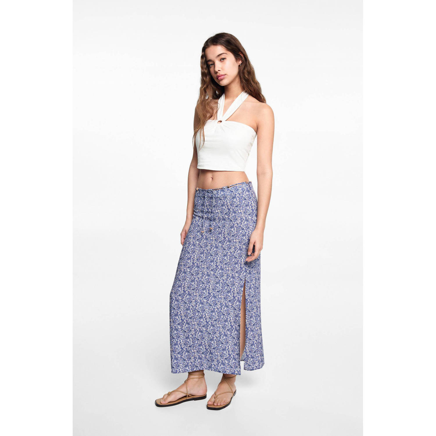 Mango Kids rok met all over print blauw
