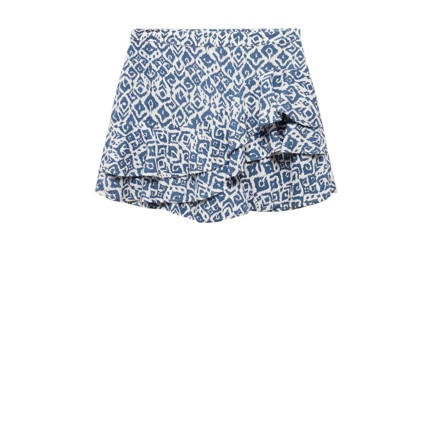 Mango Kids skort met all over print donkerblauw wit