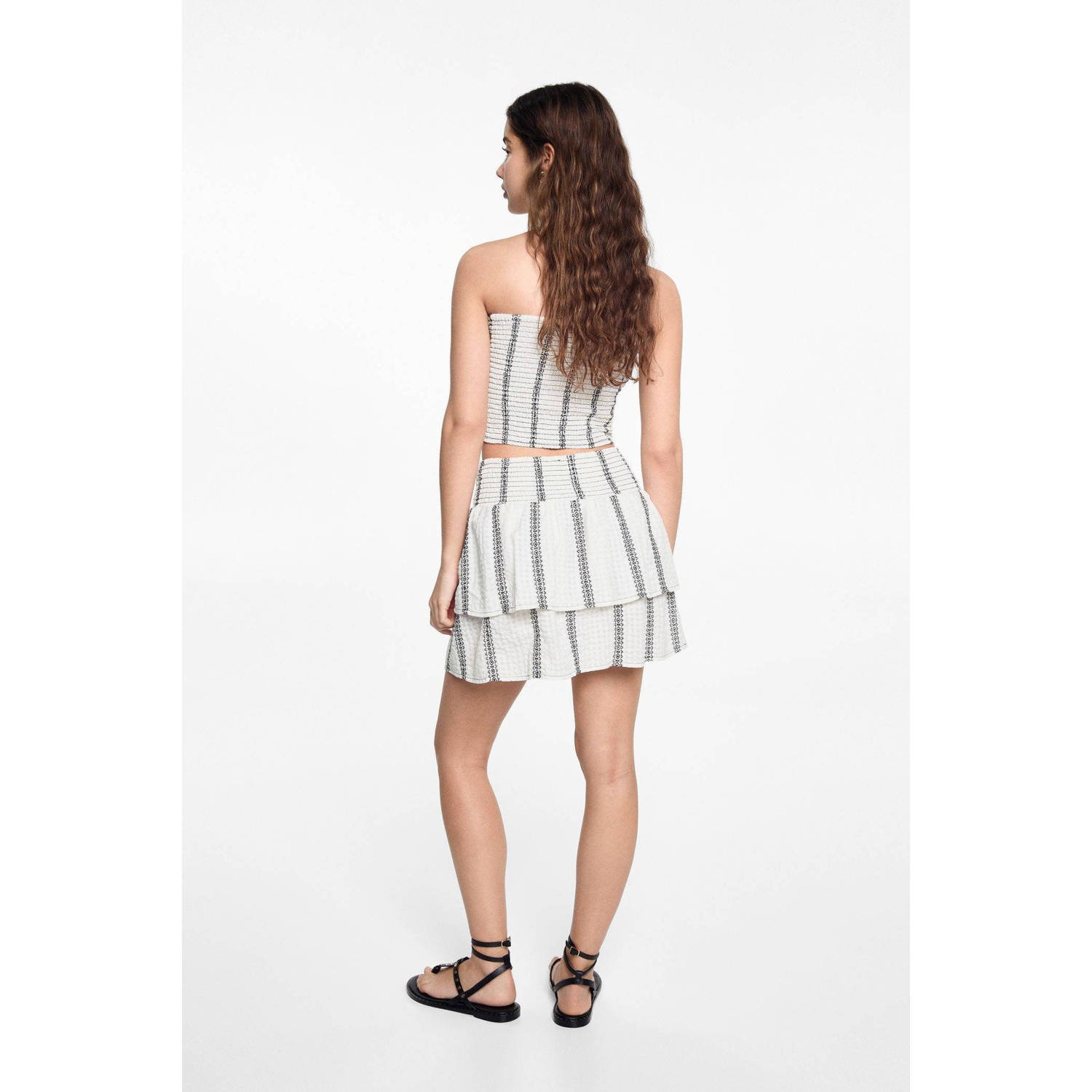 Mango Kids gestreepte rok wit zwart