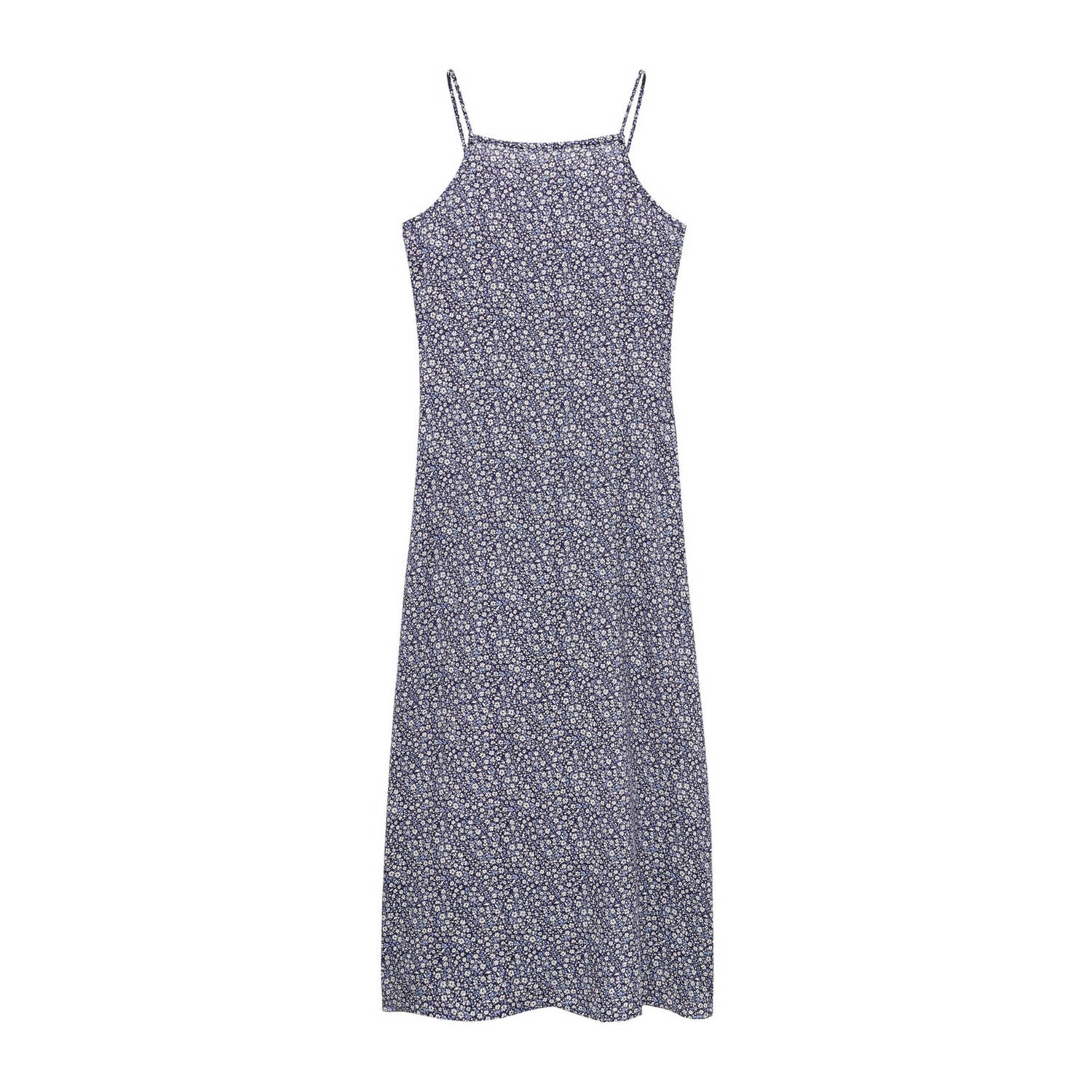 Mango Kids gebloemde maxi jurk donkerblauw wit