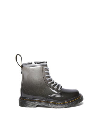 1460 Glitter T Peuter lak veterboots zwart/zilver
