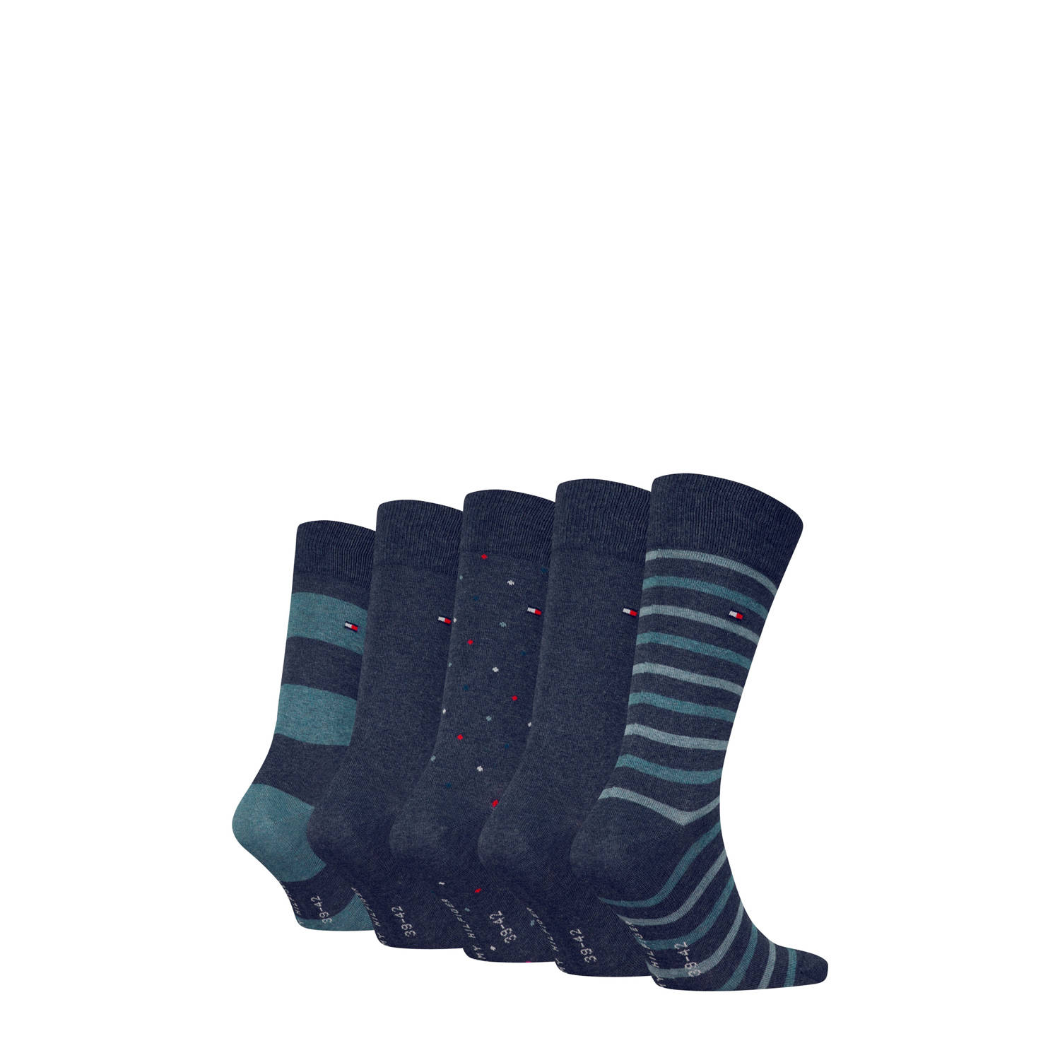 Tommy Hilfiger giftbox sokken set van 5 blauw