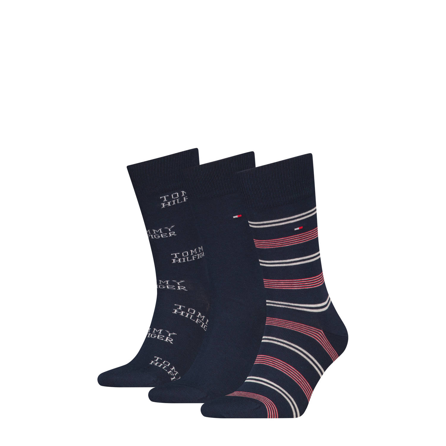 Tommy Hilfiger giftbox sokken set van 3 donkerblauw