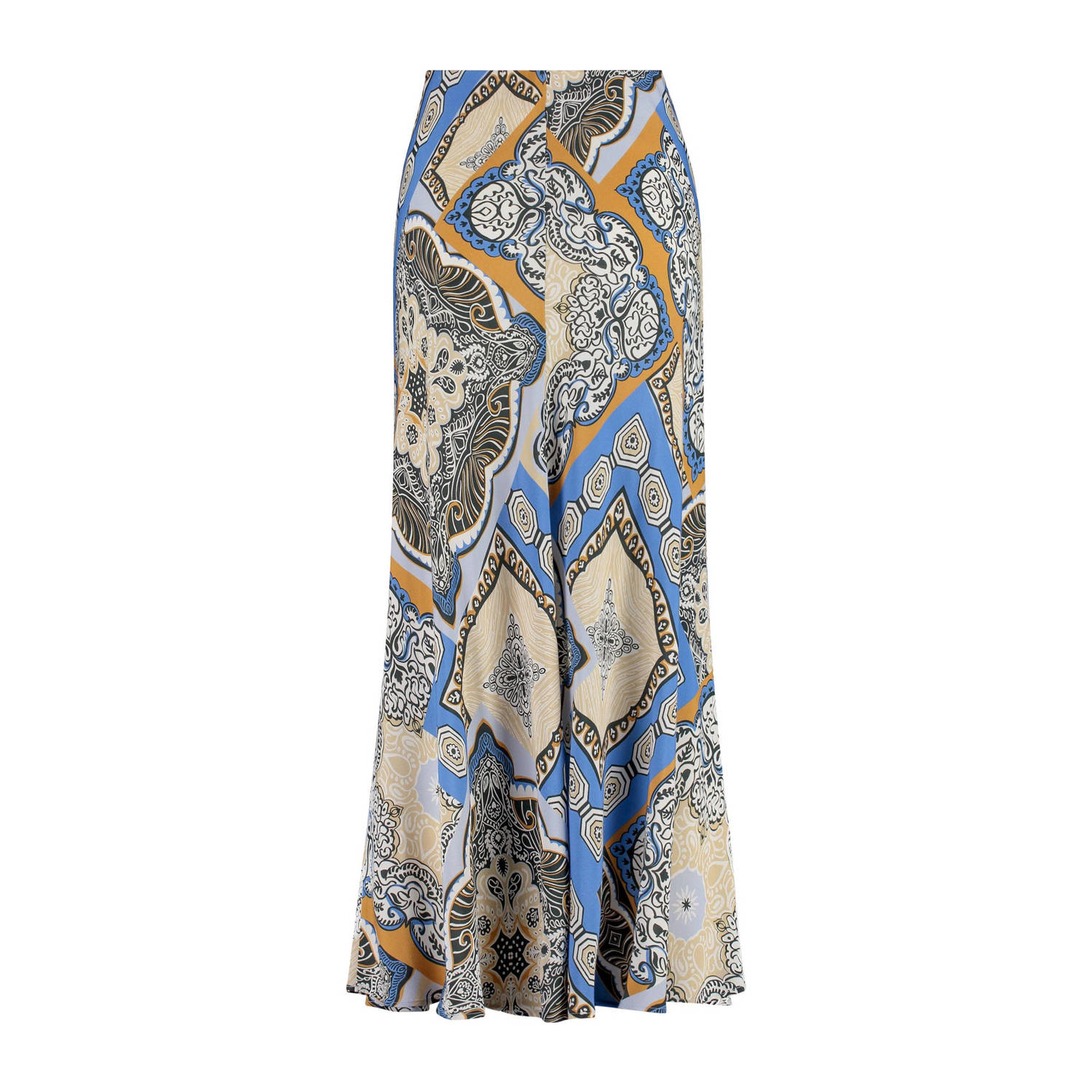 Expresso maxi rok met all over print blauw grijs ecru