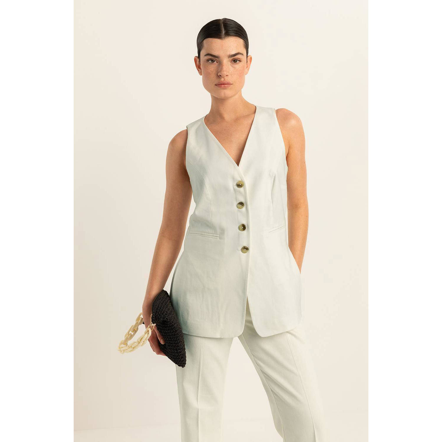 Expresso geweven gilet ecru