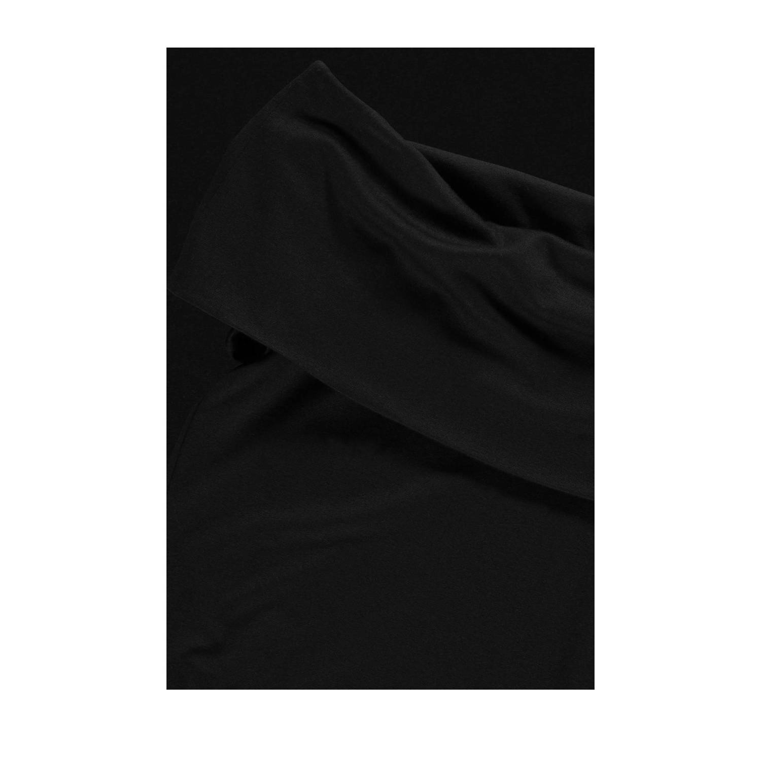Expresso off shoulder top zwart fijngebreid