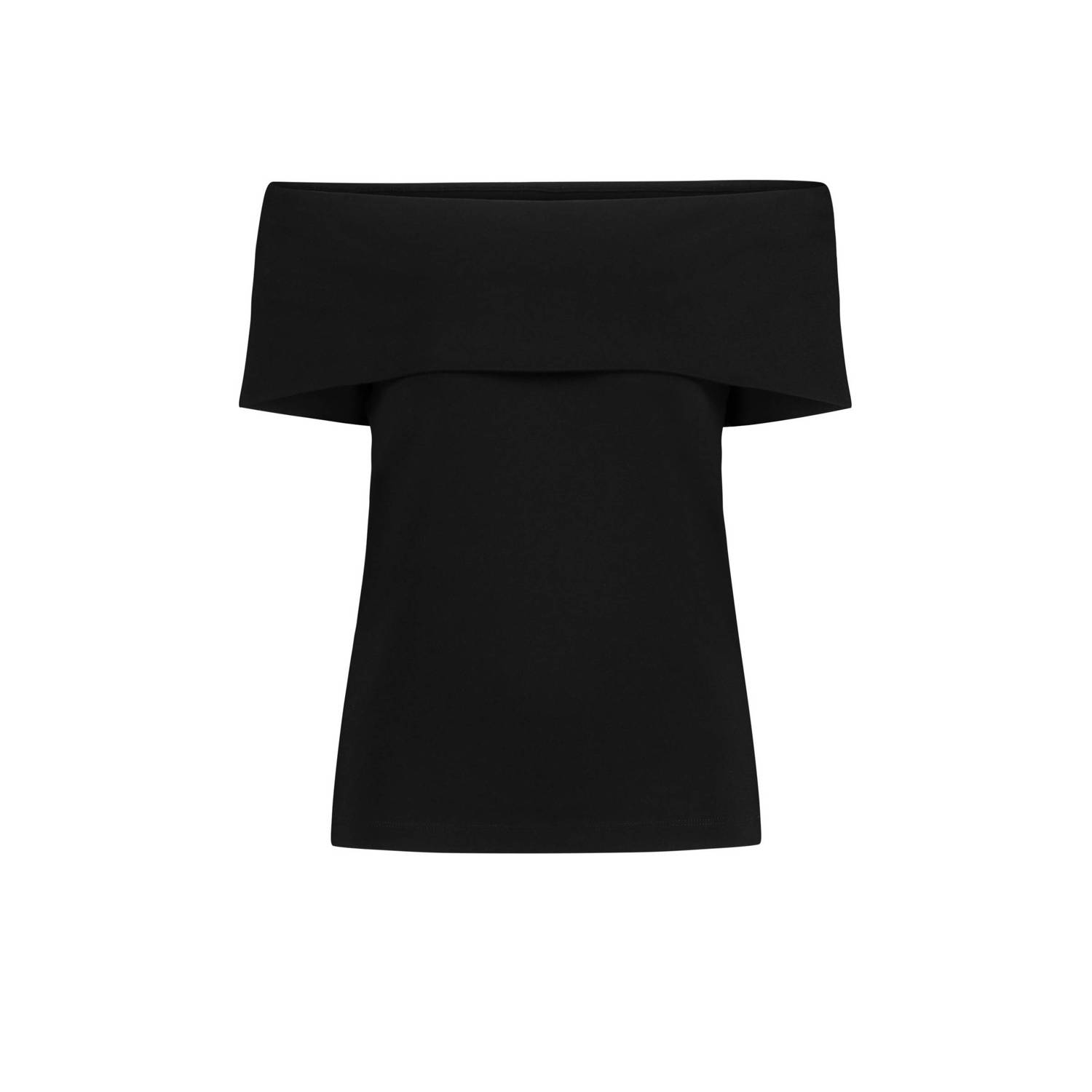 Expresso off shoulder top zwart fijngebreid