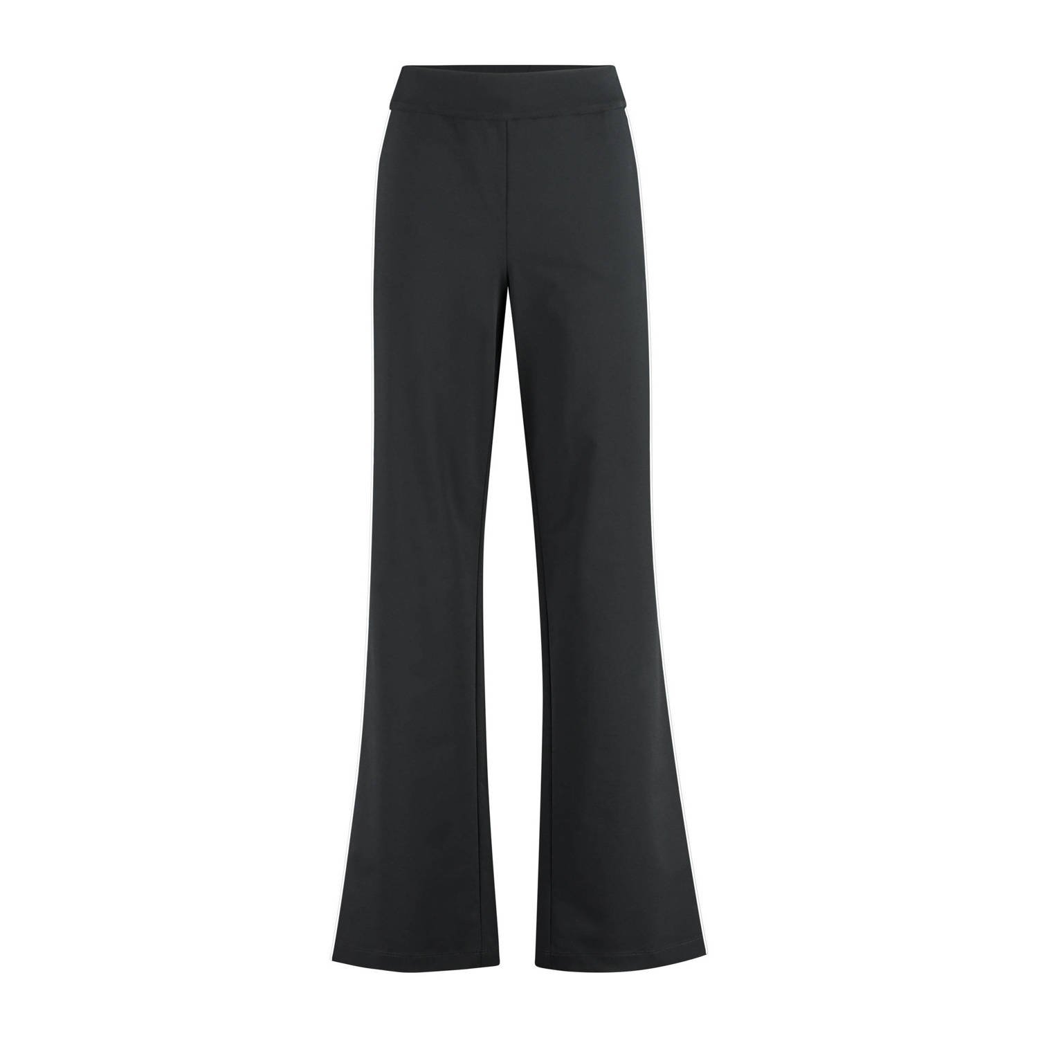 Expresso flared pantalon met zijstreep zwart wit