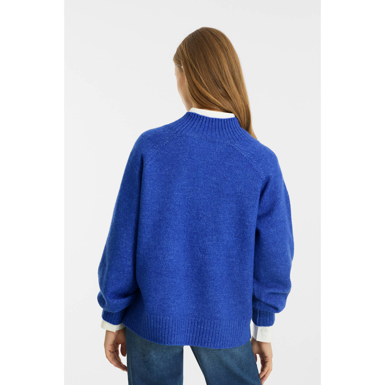 anytime trui met pofmouwen blauw