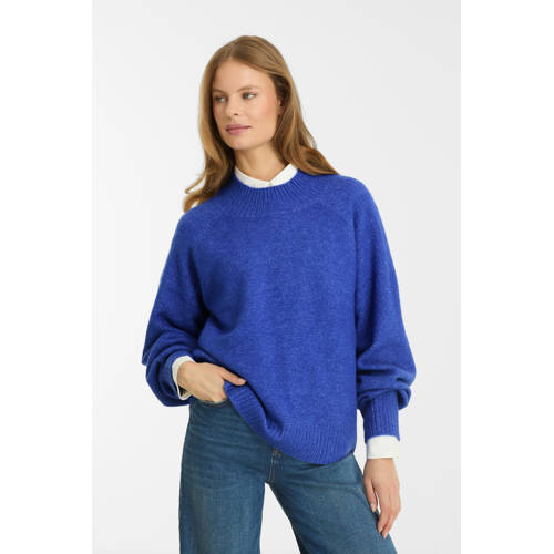 anytime trui met pofmouwen blauw afbeelding