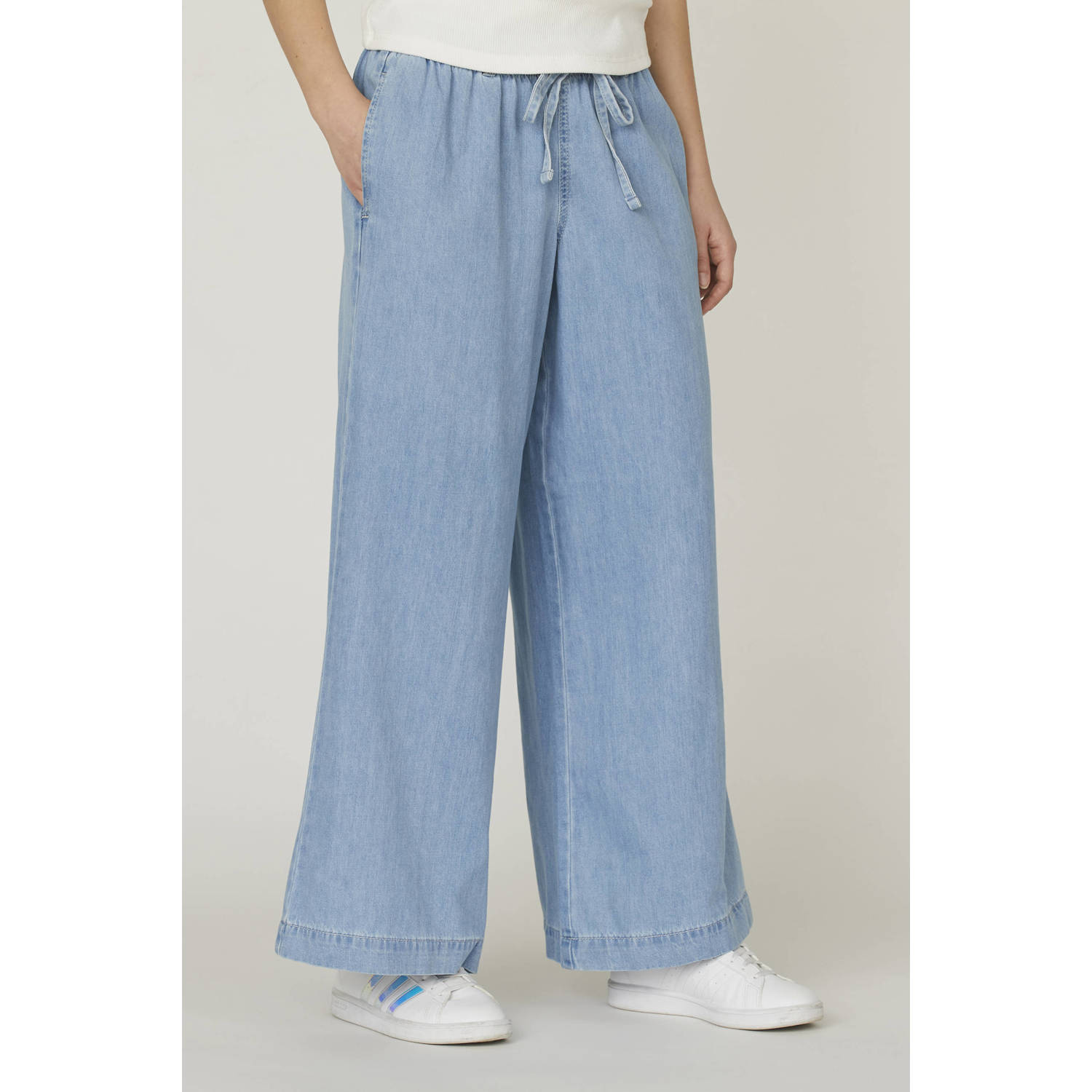 SisterS Point wide leg broek light blue denim