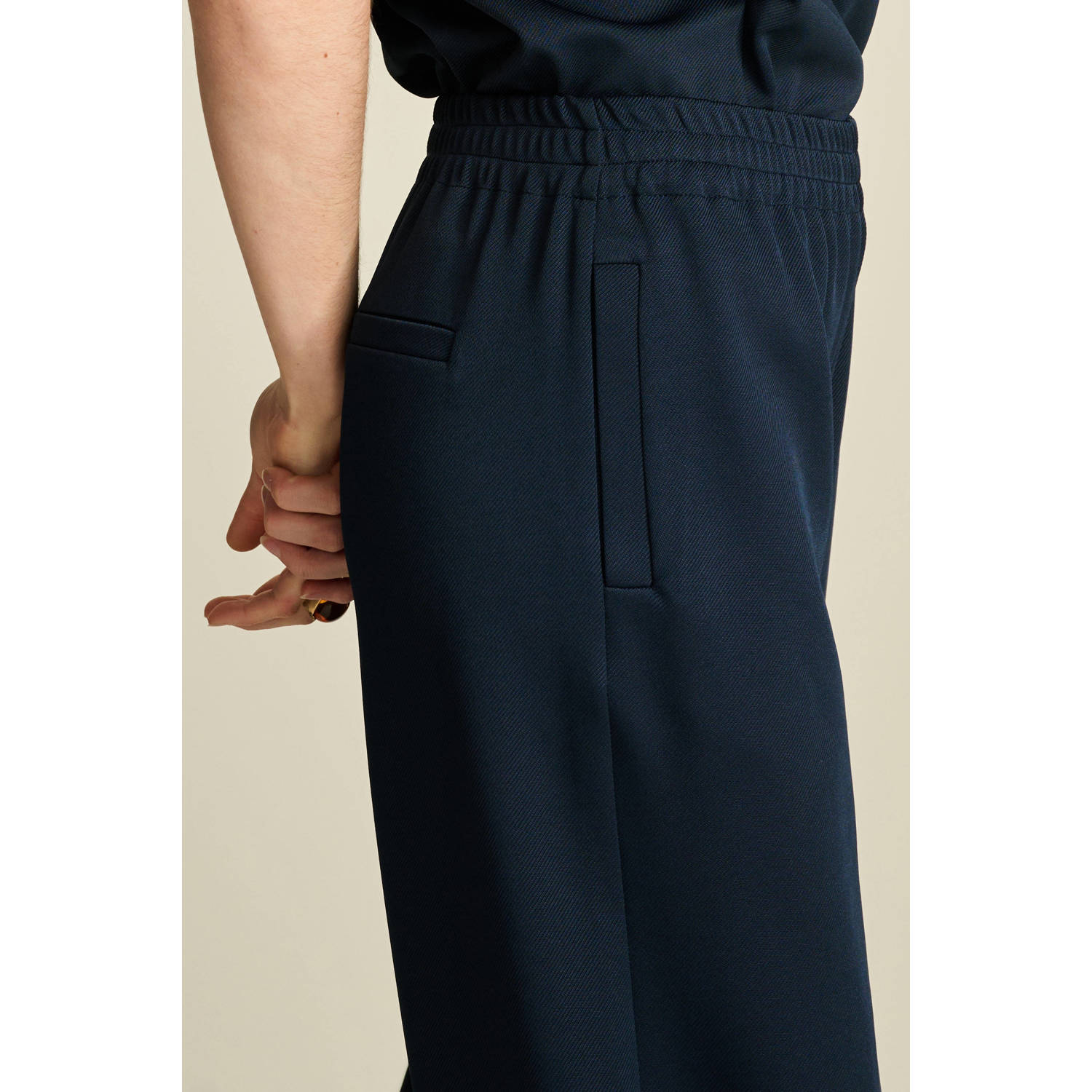 POM Amsterdam wide leg pantalon donkerblauw