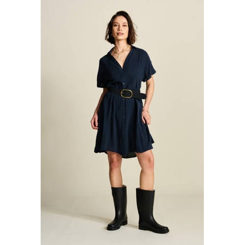 POM Amsterdam blousejurk donkerblauw afbeelding