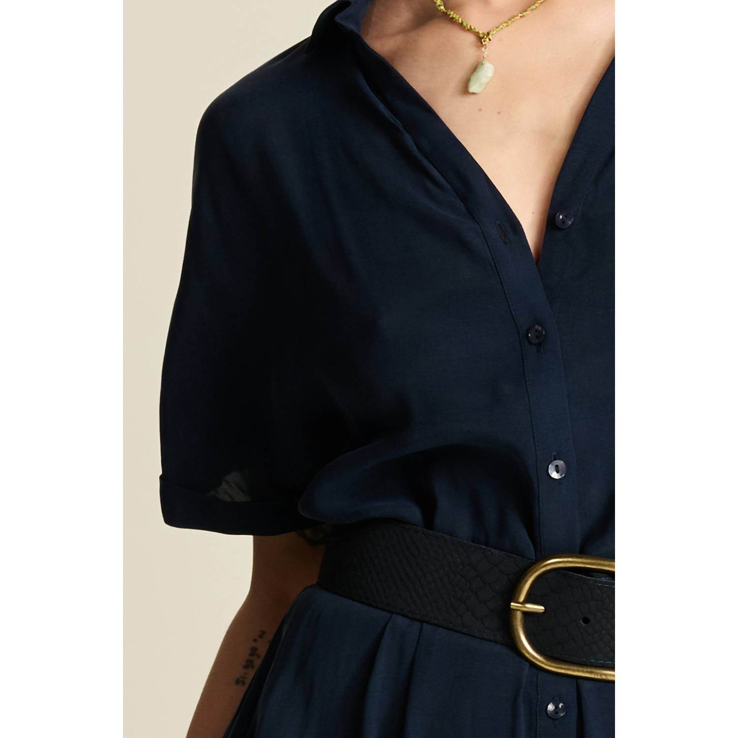 POM Amsterdam blousejurk donkerblauw