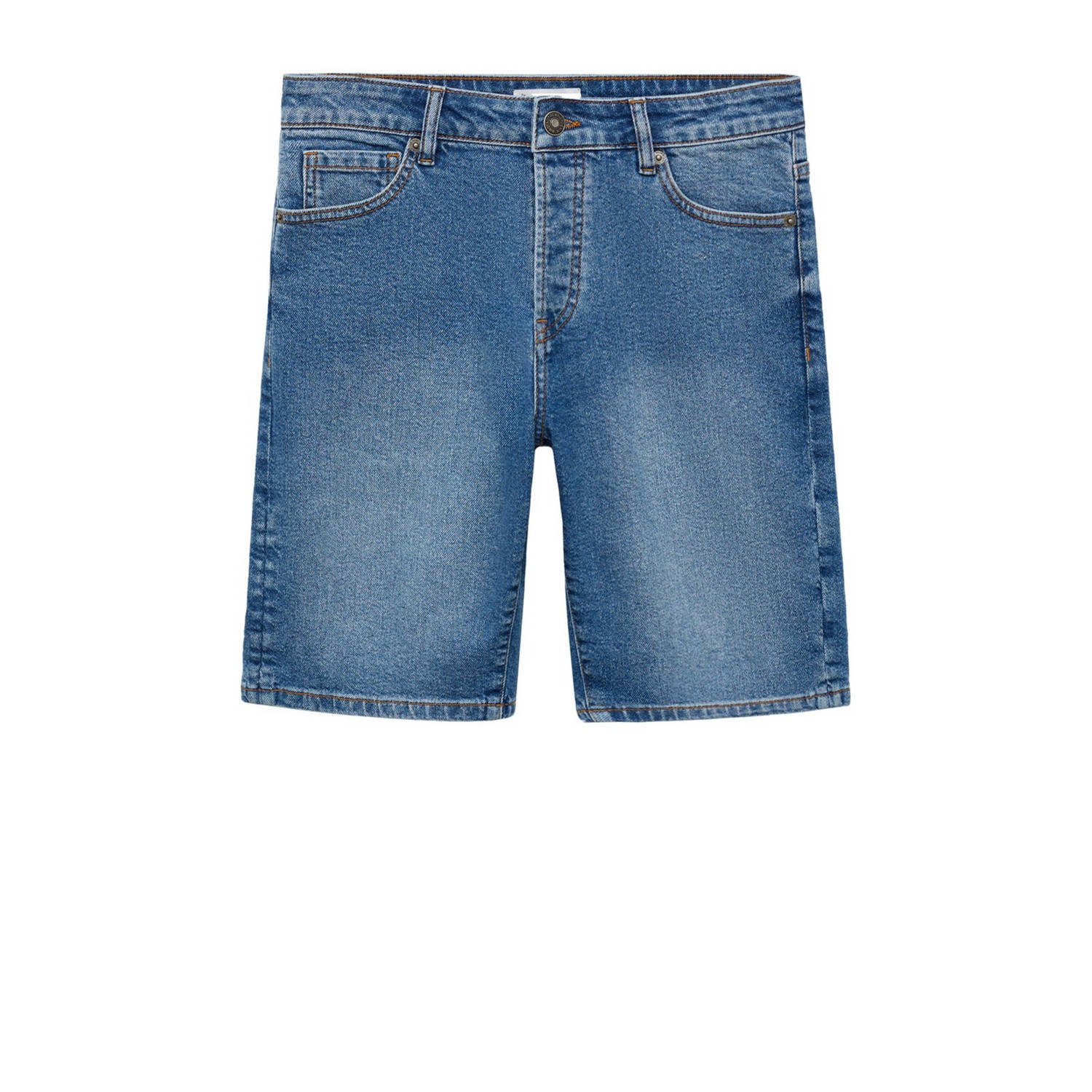 Mango Kids denim bermuda medium blue denim Korte broek Blauw Effen 164(XS)