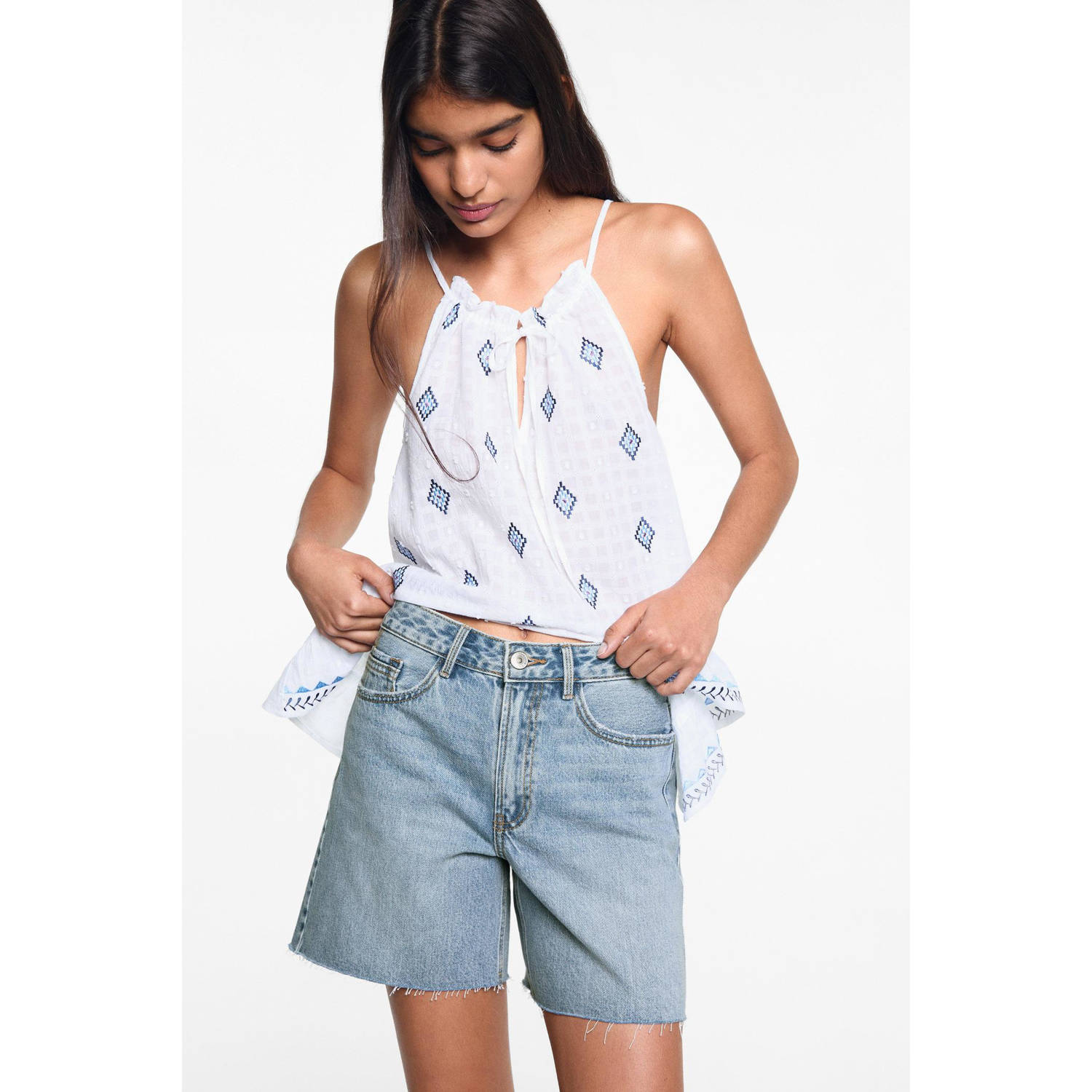 Mango Kids denim short light blue denim