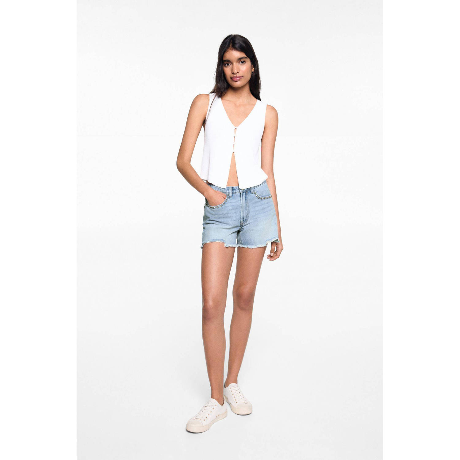 Mango Kids denim short light blue denim