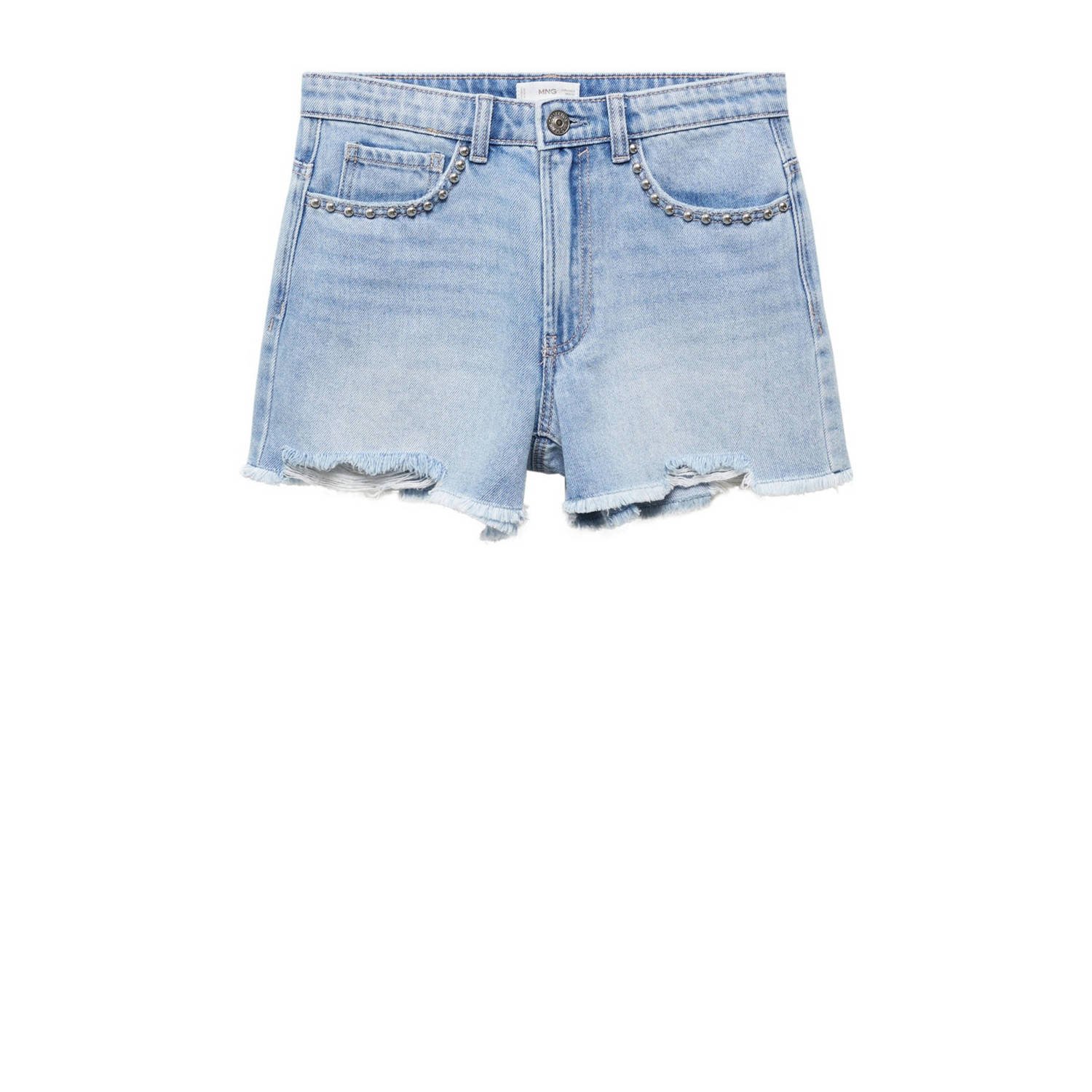 Mango Kids denim short light blue denim Korte broek Blauw Effen 152(XXS)