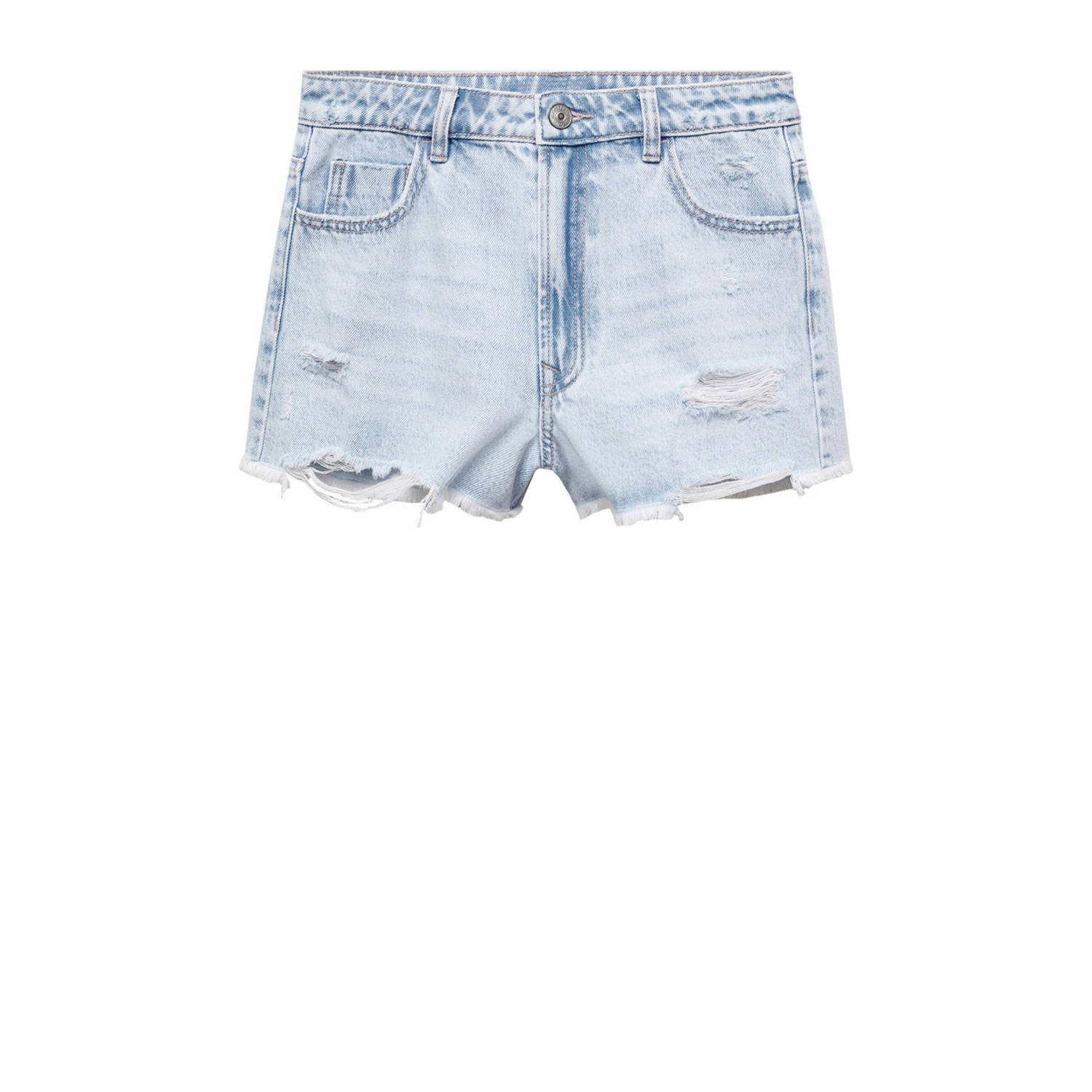 Mango Kids denim short light blue denim Korte broek Blauw Effen 152(XXS)