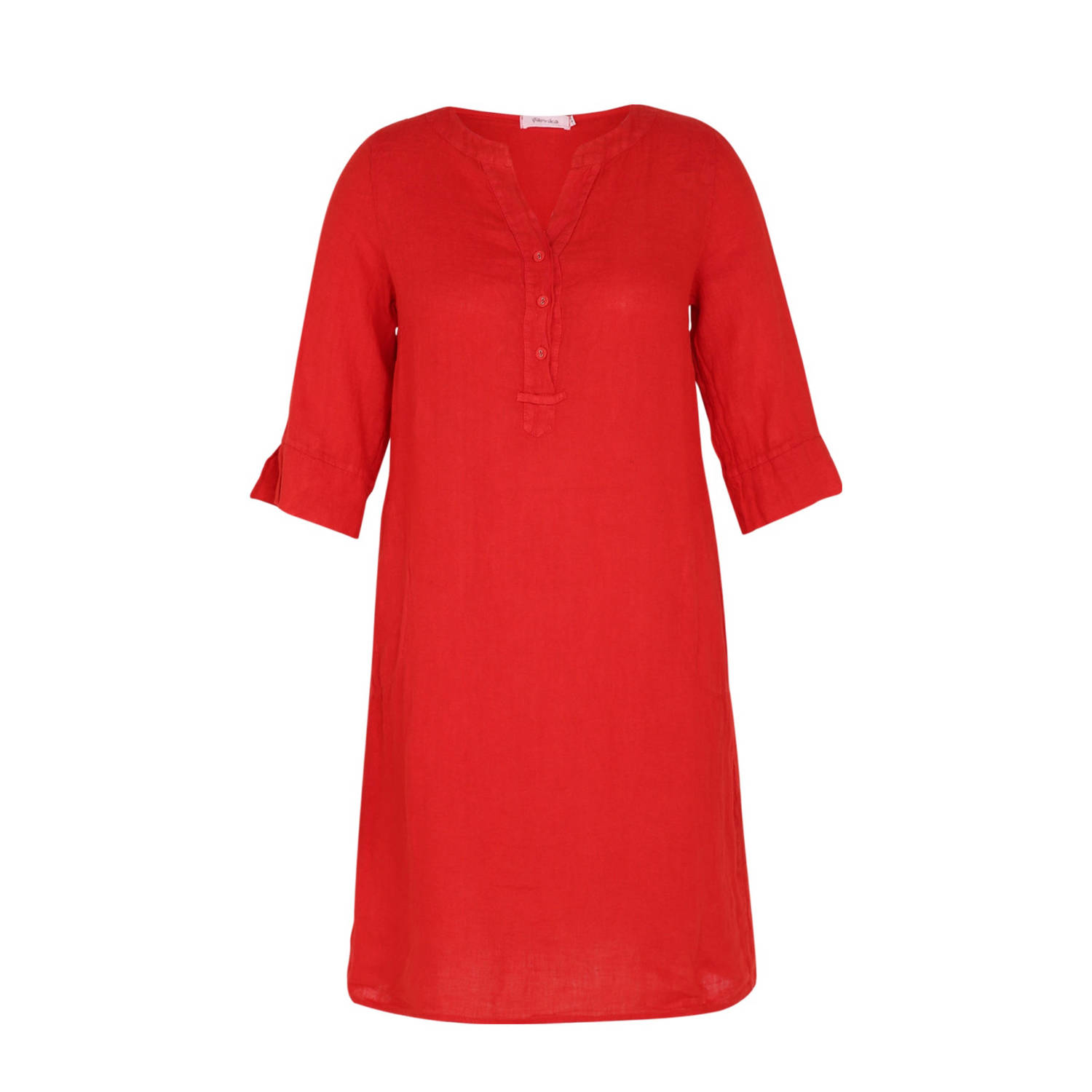 Paprika linnen jurk rood