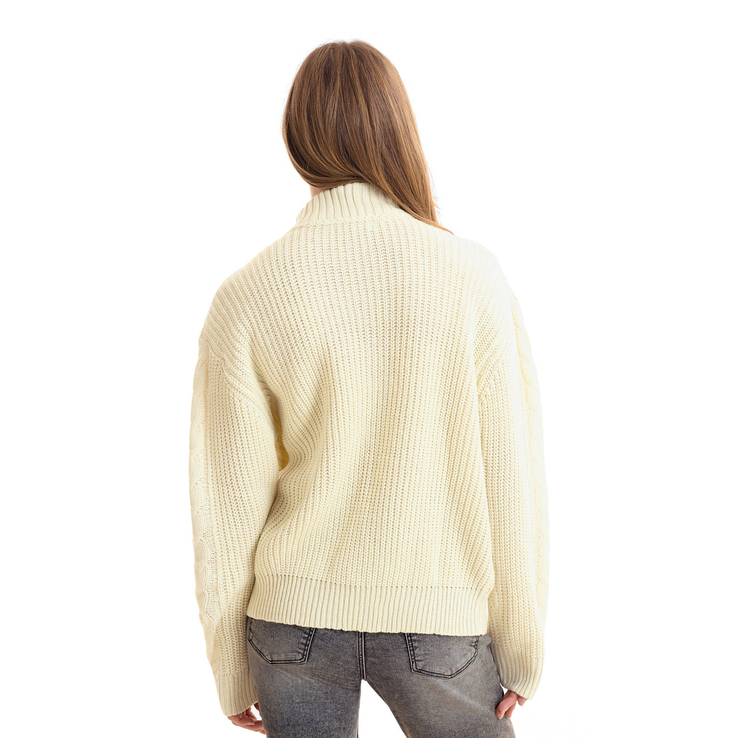 anytime gebreide schipperstrui beige
