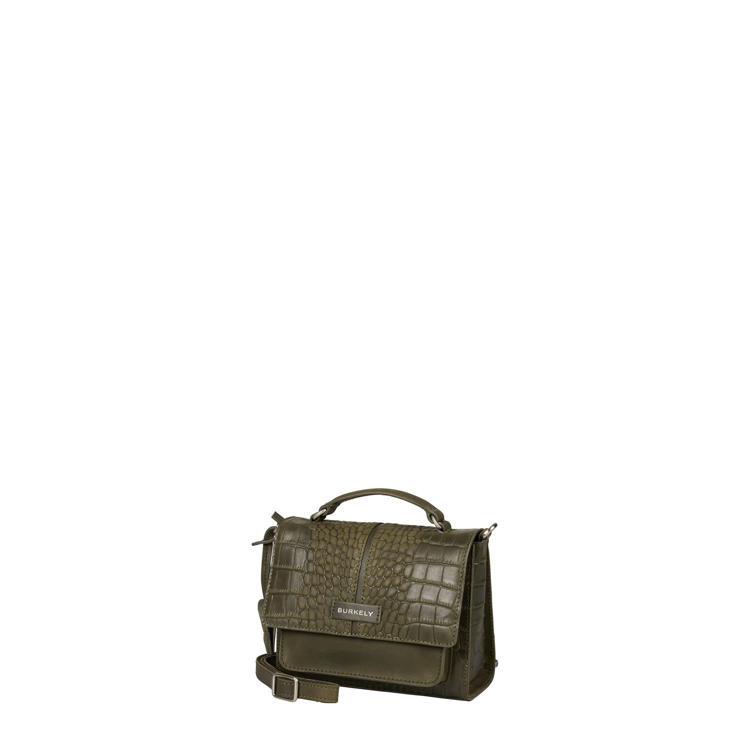 BURKELY leren crossbody tas Cool Colbie met crocoprint groen