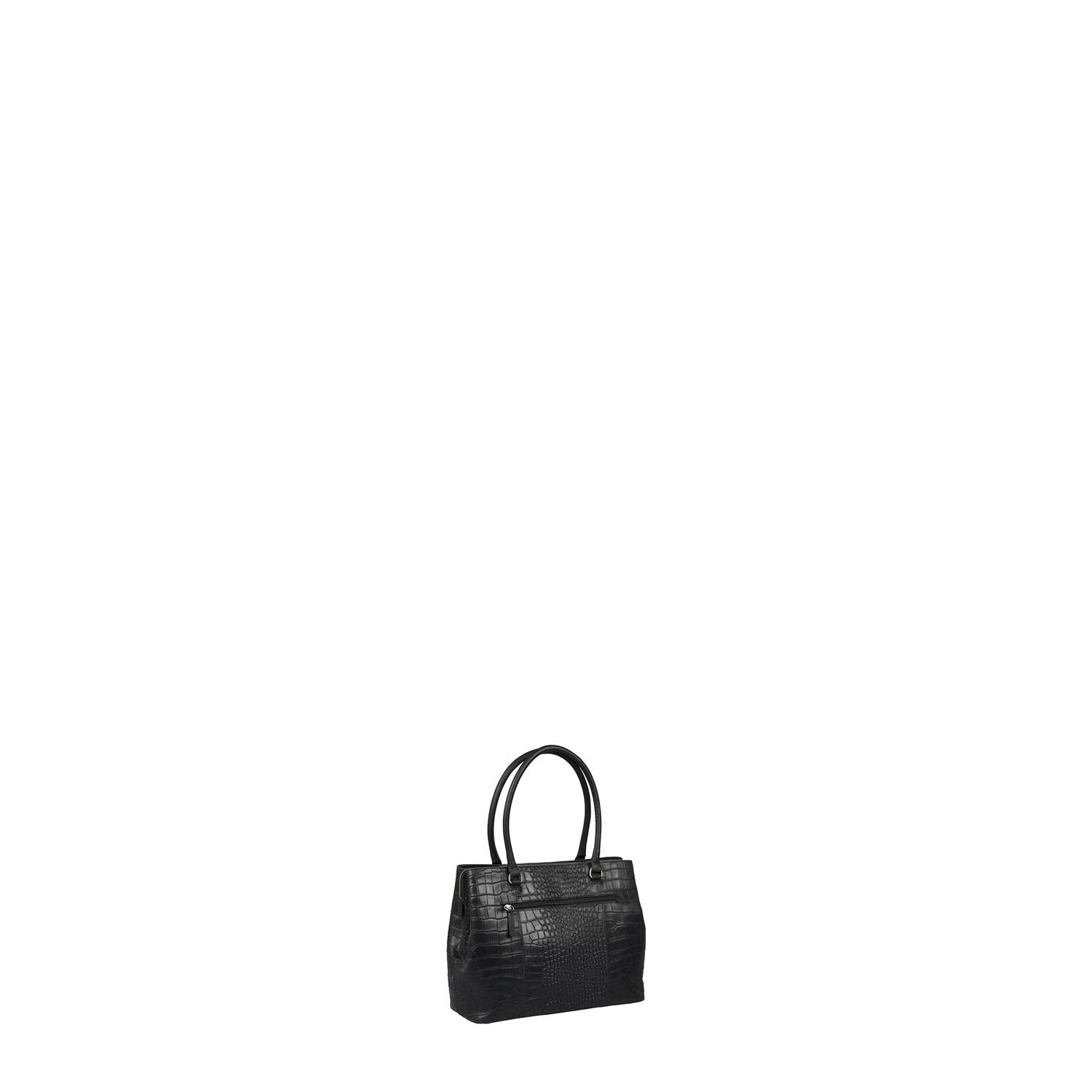 BURKELY leren handtas Cool Colbie met crocoprint zwart