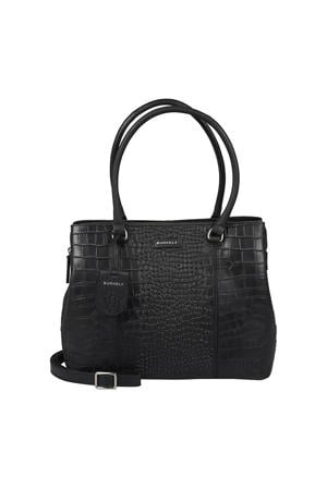 leren handtas Cool Colbie met crocoprint zwart