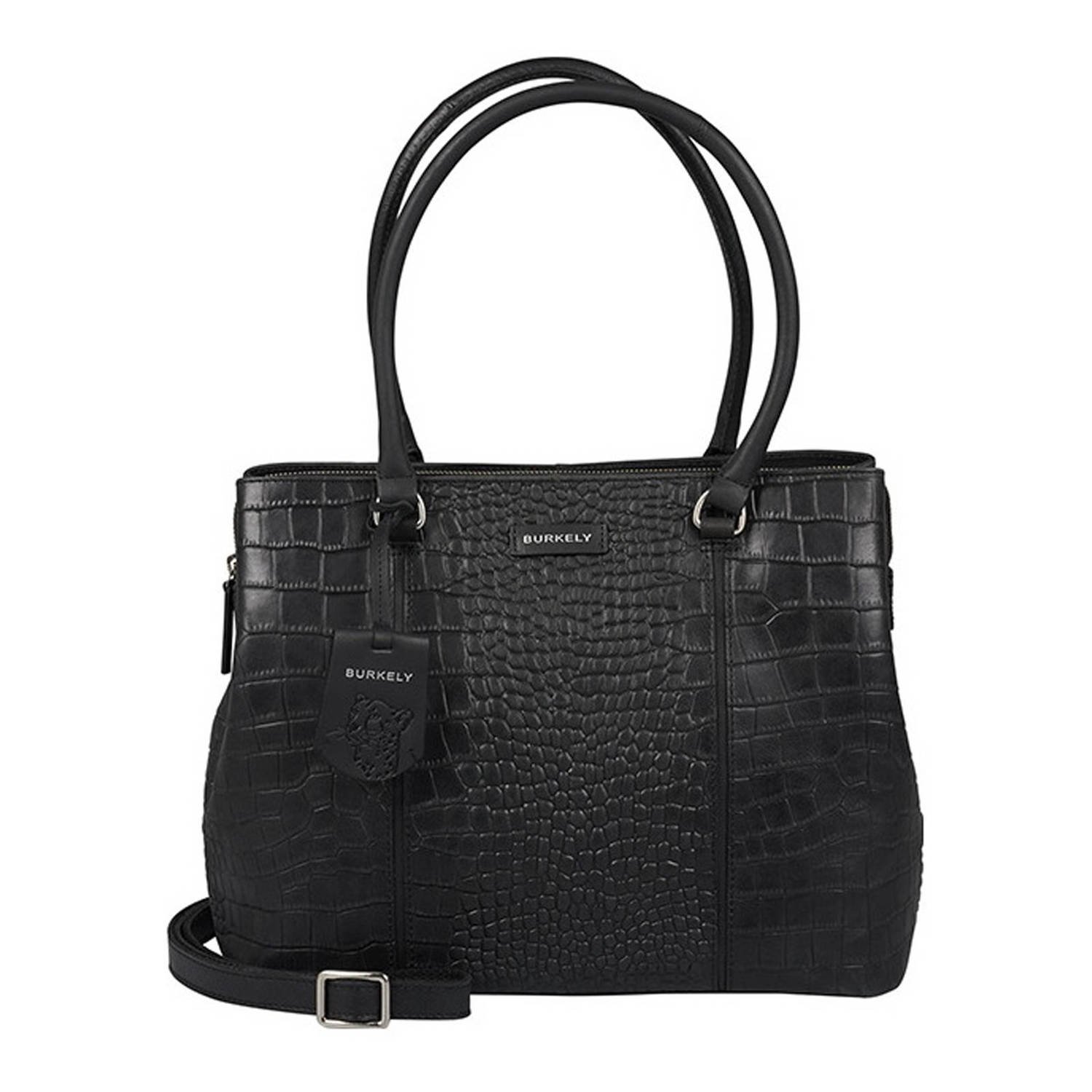 BURKELY leren handtas Cool Colbie met crocoprint zwart