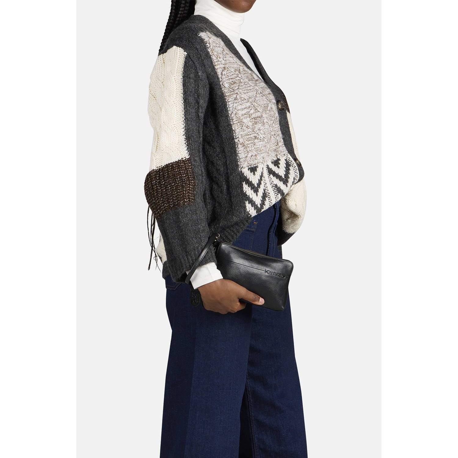 BURKELY leren mini crossbody tas Natural Norah zwart