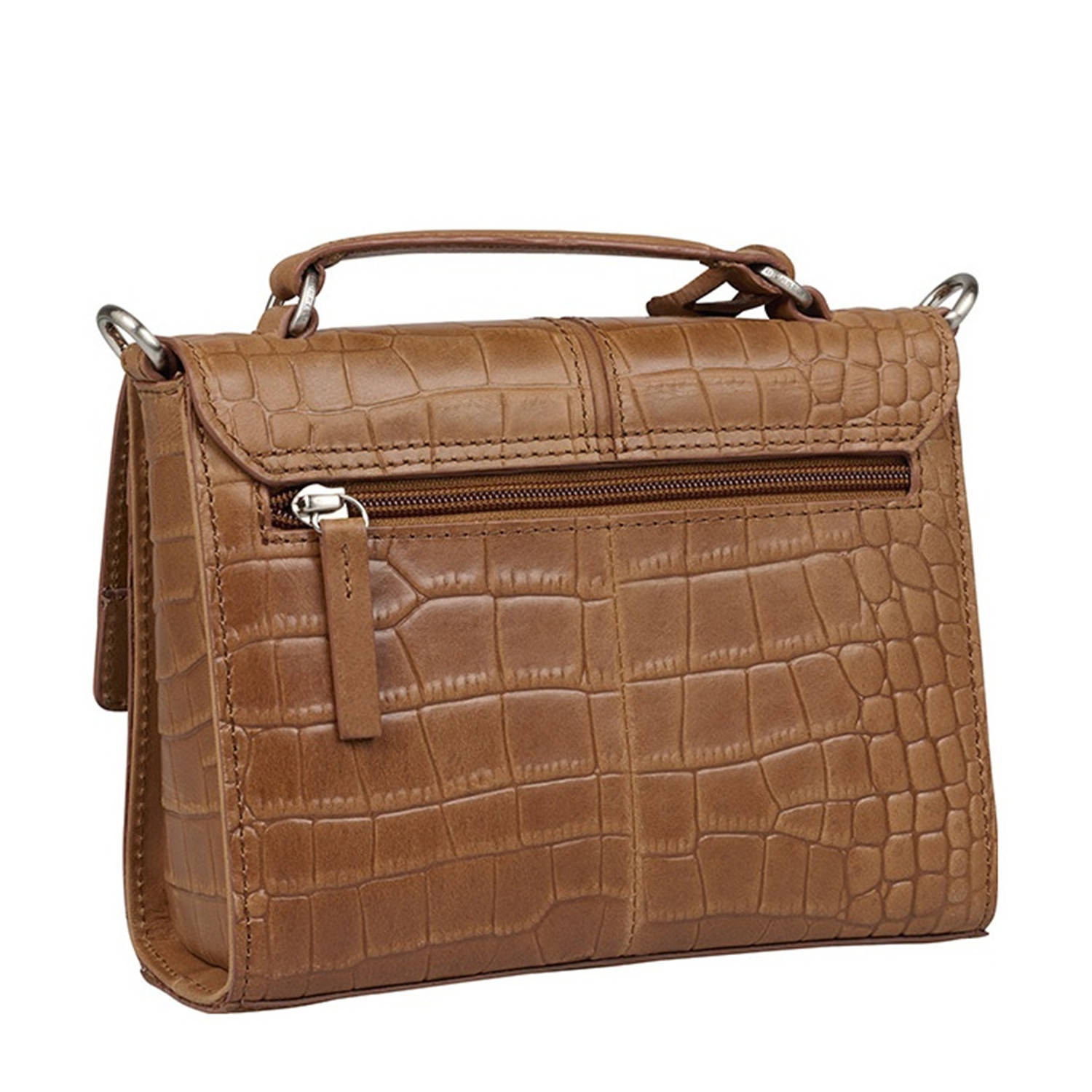 BURKELY leren crossbody tas Cool Colbie met crocoprint cognac