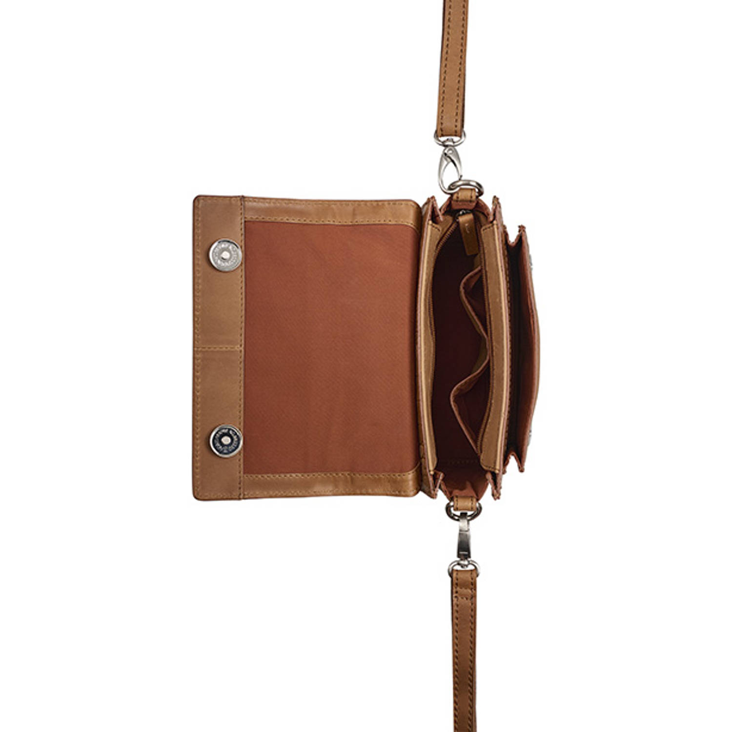 BURKELY leren crossbody tas Cool Colbie met crocoprint cognac