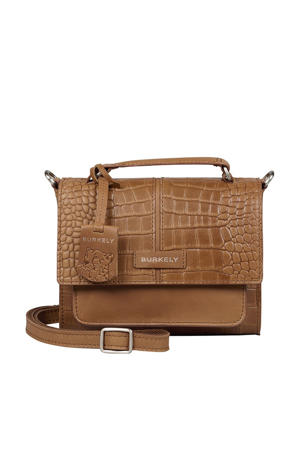 leren crossbody tas Cool Colbie met crocoprint cognac