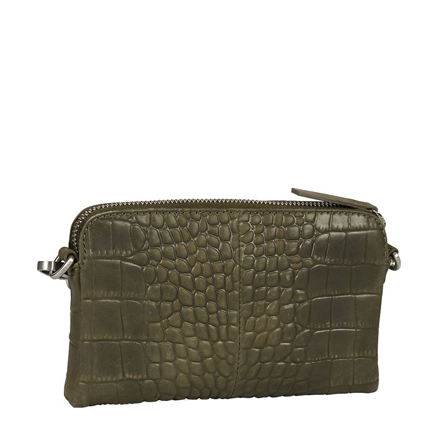 BURKELY leren crossbody tas Cool Colbie met crocoprint groen